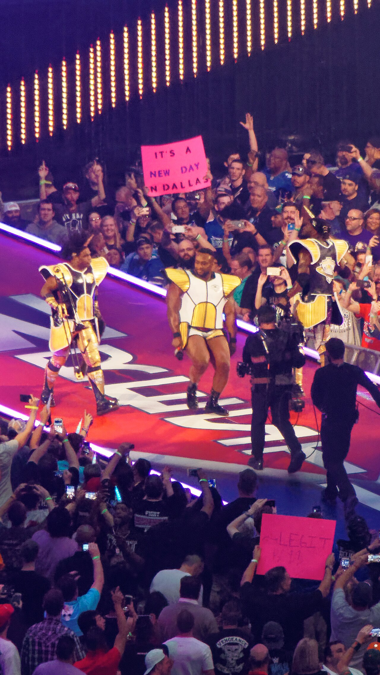 The New Day 4 The New Day posing in the ring during WrestleMania 32
